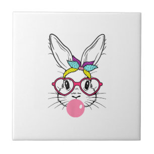 Carreau Bunny Face Bubble Gum Soufflant Lunettes Bandeau H