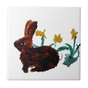 Carreau Bunny Rabbit Daffodique Art Printemps