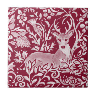 Carreau Burgundy Deer Hedgehog Forêt forestière Animal 