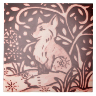 Carreau Burgundy Renard rose Feuillage Floral Feuillage Bo
