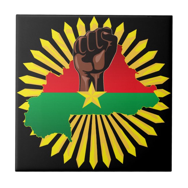 Carreau Burkina Faso Carte, drapeau et première révolution (Devant)