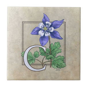 Carreau C pour le monogramme de la fleur de Columbine