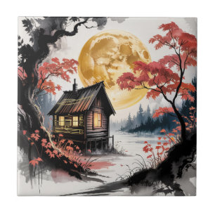 Carreau Cabane au Clair de Lune, Art de la Forêt Japonaise
