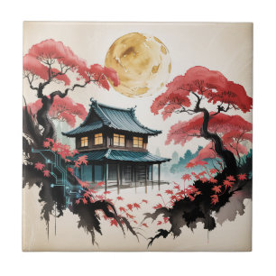 Carreau Cabane au Clair de Lune, Art de la Forêt Japonaise