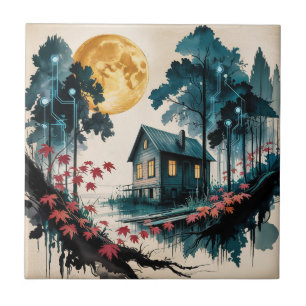 Carreau Cabane au Clair de Lune, Art de la Forêt Japonaise
