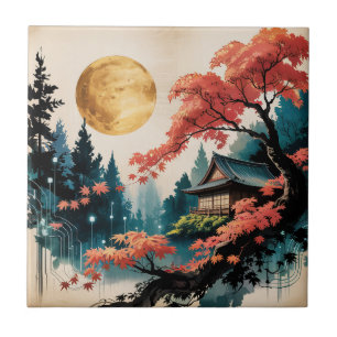 Carreau Cabane au Clair de Lune, Art de la Forêt Japonaise