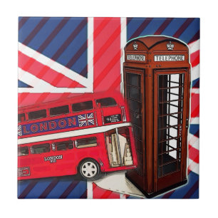 Carreau Cabine téléphonique rouge Retro Union Jack London 