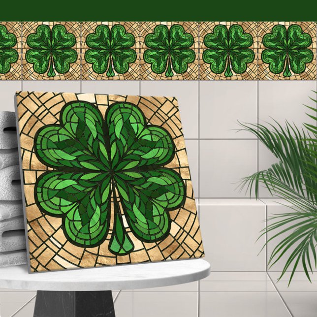 Carreau Cabot à quatre feuilles - Marbre vert et Mosaïque  (Créateur téléchargé)