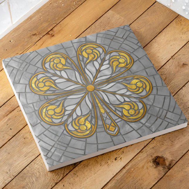 Carreau Cabot à quatre feuilles - Mosaïque d'or et de perl (Créateur téléchargé)