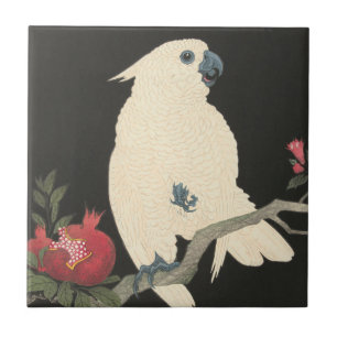 Carreau Cacatoès blanc japonais vintage des beaux-arts  