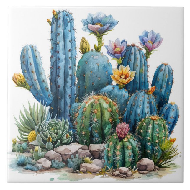 Carreau Cactus florissants et succulents (Devant)