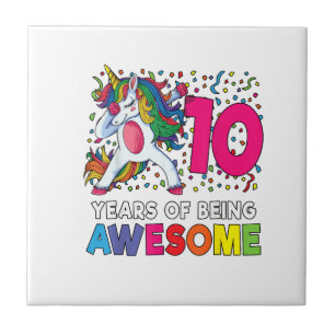 Carreau Cadeau de fête de licorne Dabbing pour 10 ans