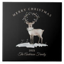 Cadeau de Noël personnalisé rennes blanc crème