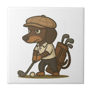 Carreau Cadeau drôle de golfeur � Dachshund sur le Tee
