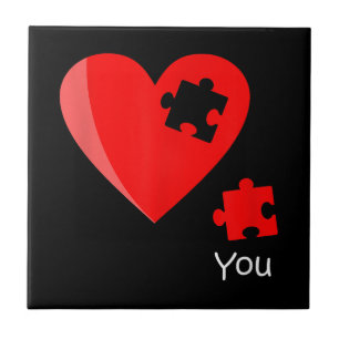 Carreau Cadeau T-Shirt Saint Valentin Puzzle à Coeur Pièce