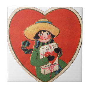 Carreau Cadeau vintage pour fille Valentine Coeur