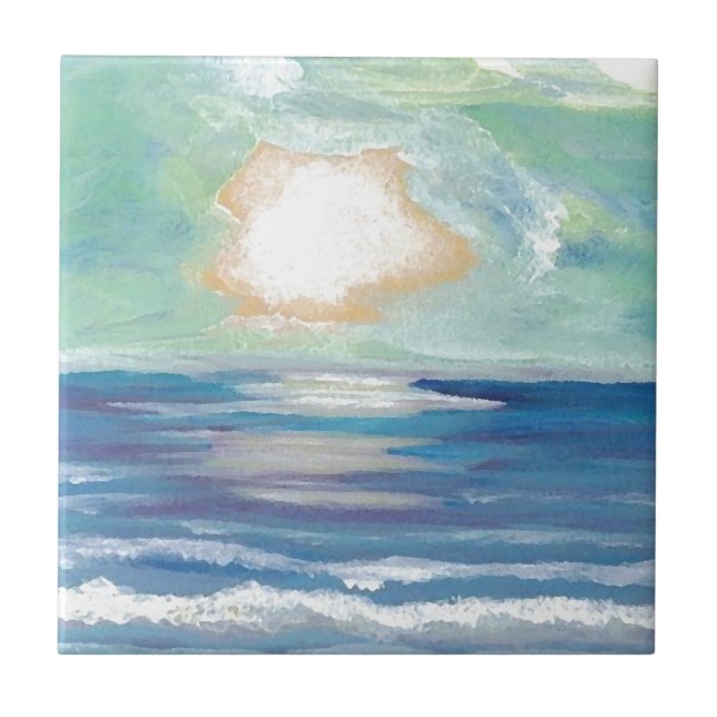 Carreau Cadeaux de Sun de surf de mer d'océan de coucher (Devant)