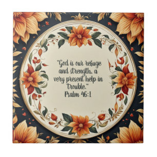 Carreau Cadre de fleurs d'automne Versets bibliques