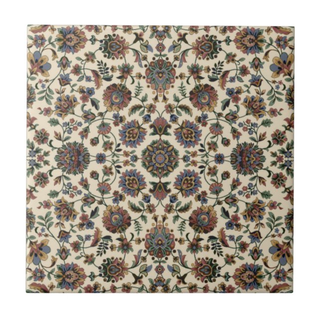 Carreau Cadre en spirale de Tapisserie Fleur sauvage verte (Devant)