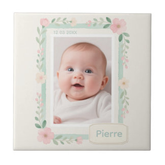Carreau Cadre photo vide floral aquarelle pastel