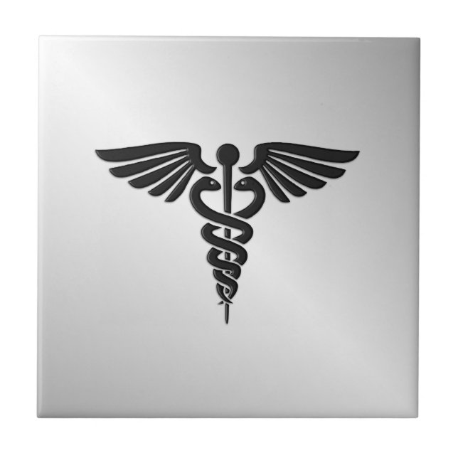 Carreau Caducée Médicale argenté (Devant)