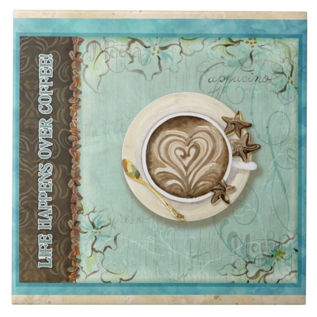 Carreau Café et chocolat Cappuccino Coeur Cuisine Décor (Devant)