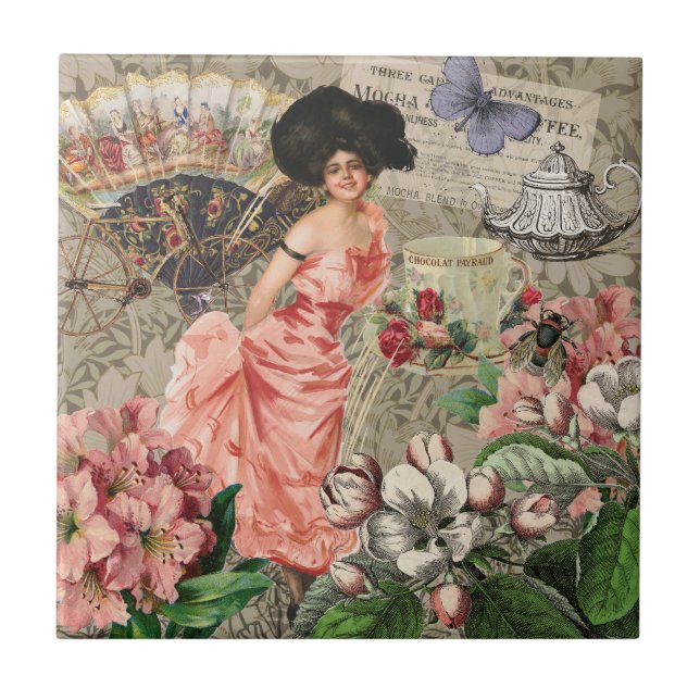 Carreau Café Lady Victorian Femme Rose Classy (Devant)