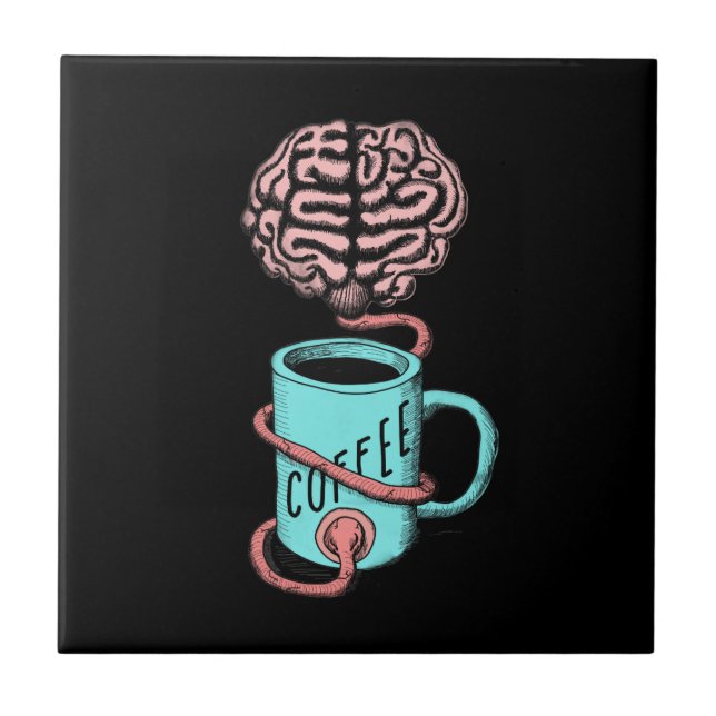 Carreau Café pour le cerveau. Illustration drôle de café (Devant)