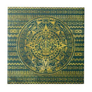 Carreau Calendrier maya d'Inca aztèque d'or
