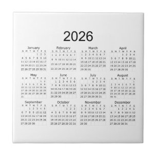 Carreau Calendrier Minimaliste Simple 2026