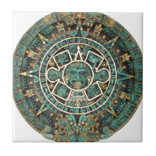 Carreau Calendrier rond antique maya aztèque de disque