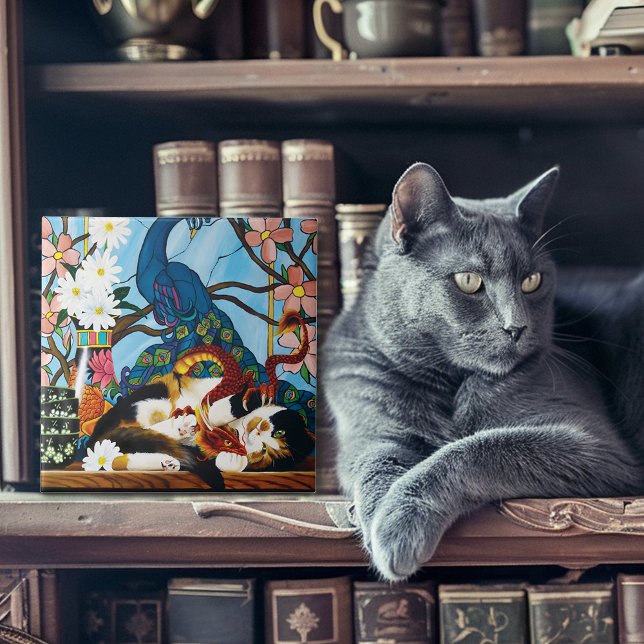 Carreau Calico Cat Dragon Rouge (Créateur téléchargé)