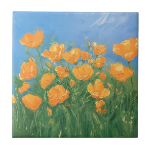 Carreau California Poppy Field Sky Impressionniste Peintur