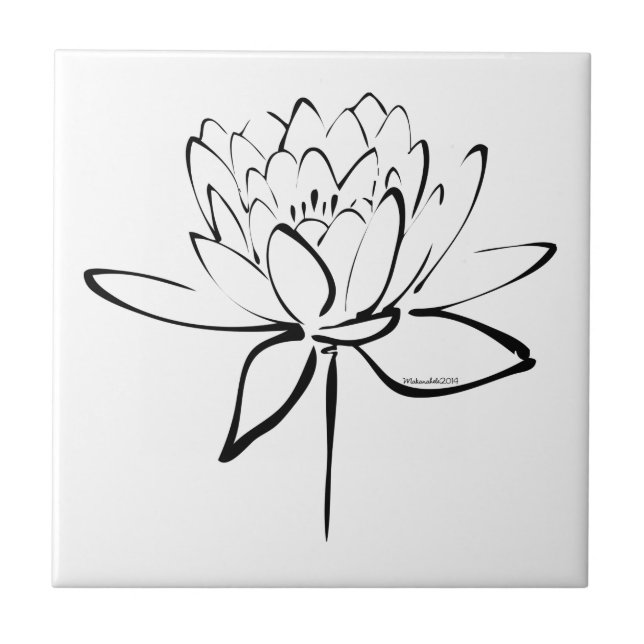 Carreau Calligraphie de Lotus (noir) (Devant)