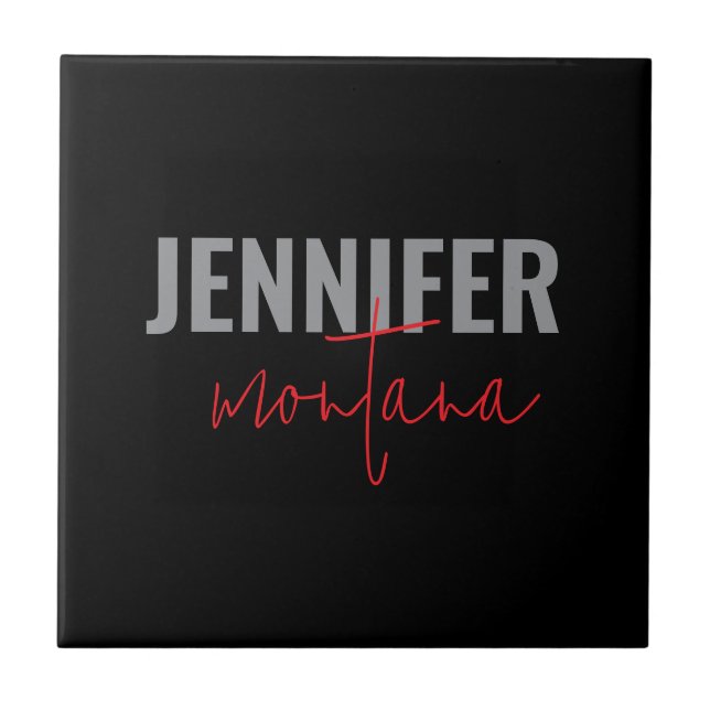 Carreau Calligraphie Elegant Plain Ajouter son propre nom (Devant)