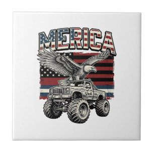 Carreau Camion Monstre Aigle Américain Vintage Patriotique