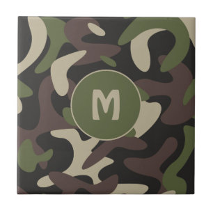 Carreau Camouflage militaire Vert Motif Brown Monogramme