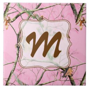 Carreau Camouflage rose Chasse Monogramme Display Tile