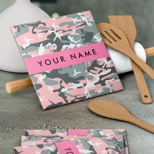 Carreau Camouflage rose et gris Votre nom Personnalisez