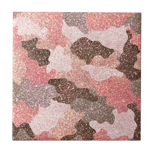 Carreau Camouflage Rose Gold Camo Parties scintillant Glam (Devant)