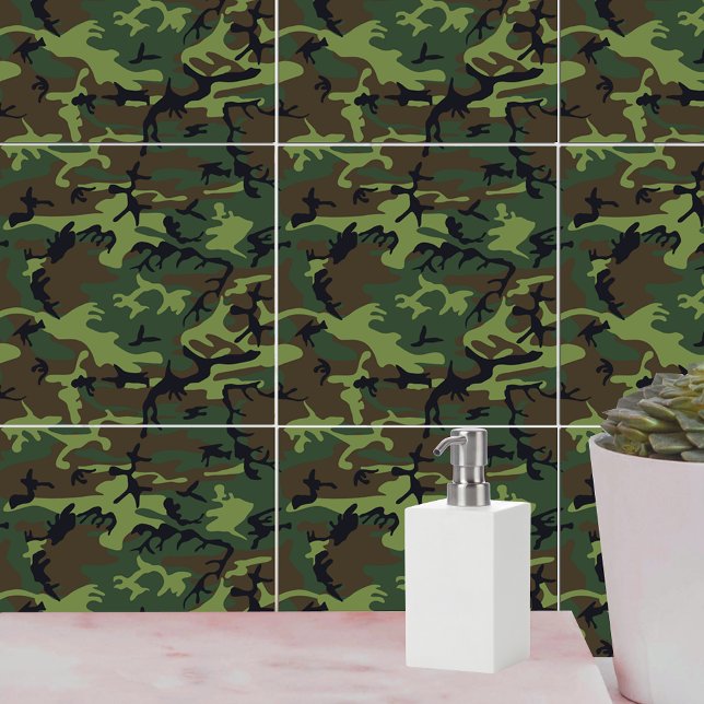 Carreau Camouflage vert militaire (Military Green Camouflage Ceramic Tile)