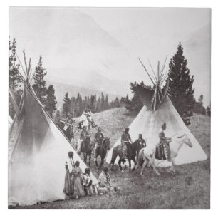 Carreau Camp de Teepee de Natif américain, Montana, c.190
