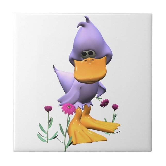 Carreau Canard cartonné mignon et violet timide (Devant)