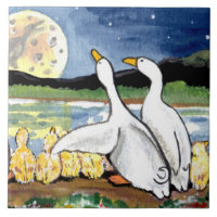Canard Famille Canards Montre Lune 6" Trivet Carre