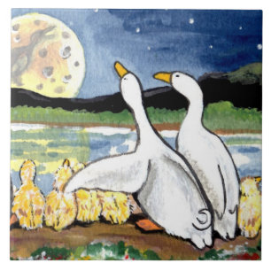 Carreau Canard Famille Canards Montre Lune 6" Trivet Carre
