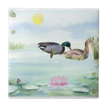 Canards aquarelles avec Lotus n Butterfly