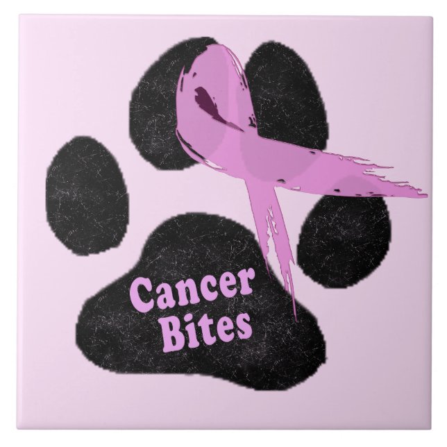 Carreau Cancer du sein mord Chien Paw Pink Ribbon (Devant)