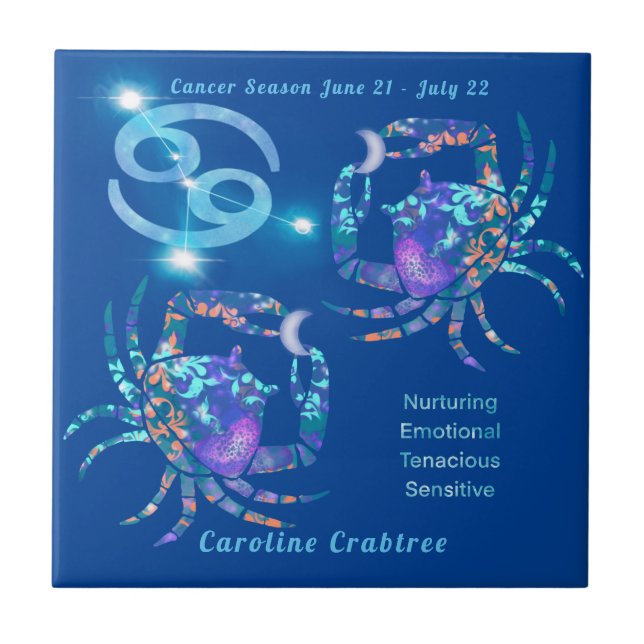 Carreau Cancer Zodiac Trait personnalisé (Devant)