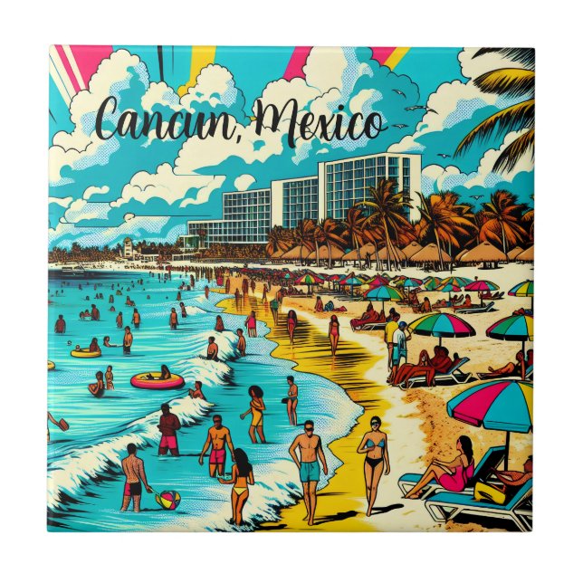 Carreau Cancun, Mexique avec une Vibe pop art (Devant)
