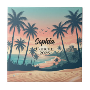 Carreau Cancun Vintage 2026 Coucher de soleil tropical sur